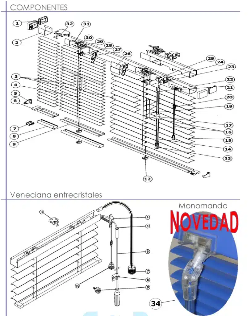 accionamiento-cortinas venecianas-aluminio